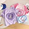 Mymelody Culumi Girls T-Shirt Summer Shirt Changeable Pattern Cinamonroll Children Cartoon Round Neck Casual Tee Tops 1