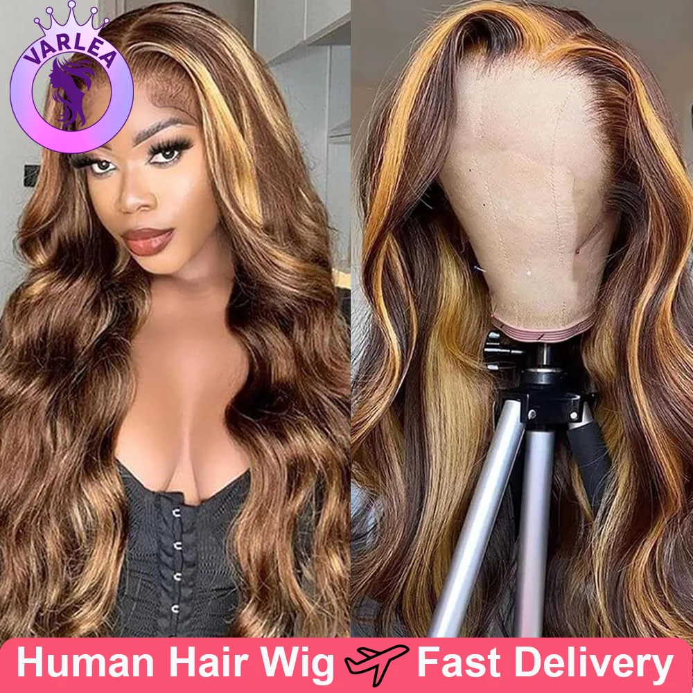 

30 inch Body Wave Highlight Ombre 13x6 Lace Front Wig Human Hair 13x4 Lace Front Wig P4/27 Colored Curly Wig Blonde Glueless Wig