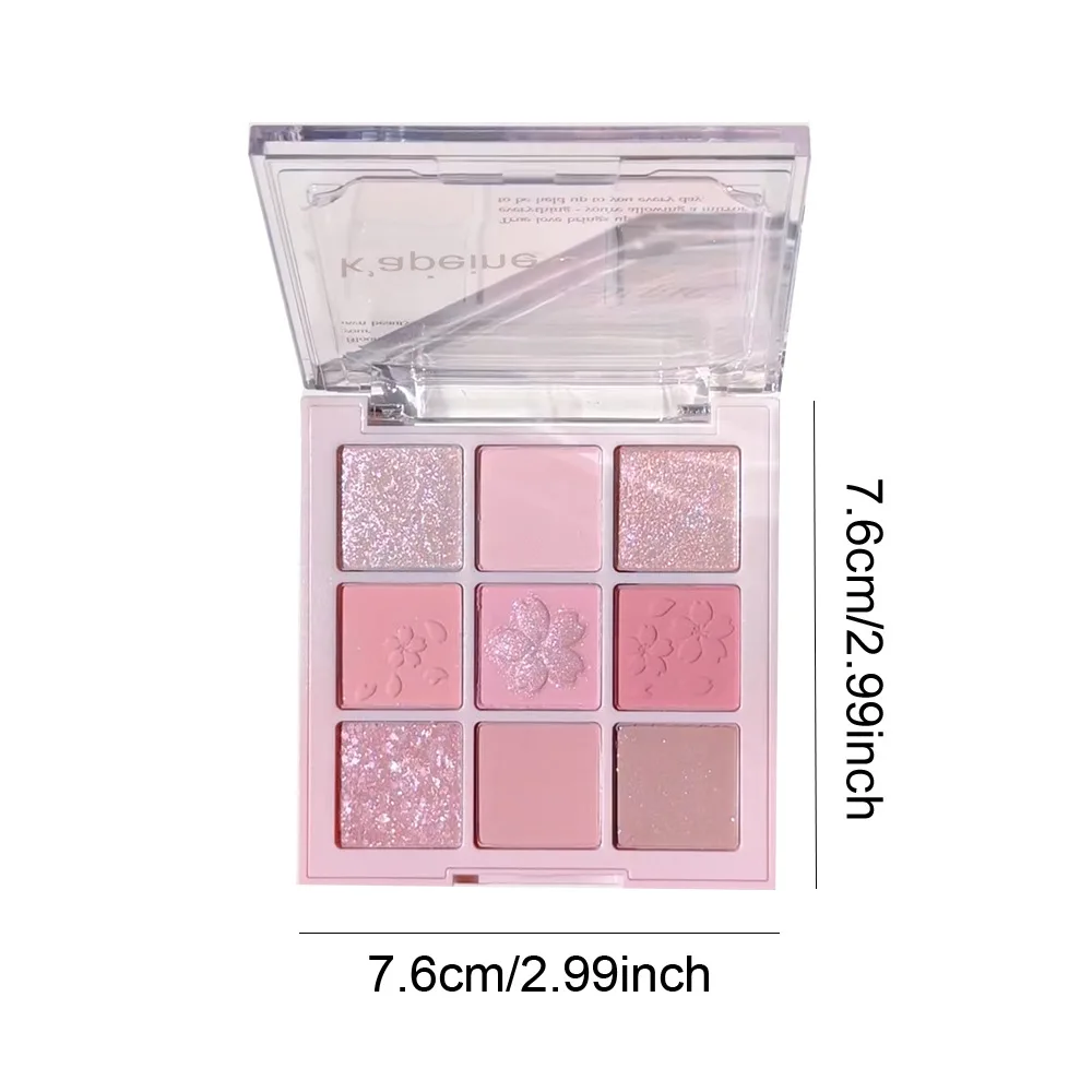 New Nine-color Eyeshadow Palette Rose Pink Nude Brown Low Saturation Pearly Matte Glitter Eye Shadow Long-lasting Eye Makeup