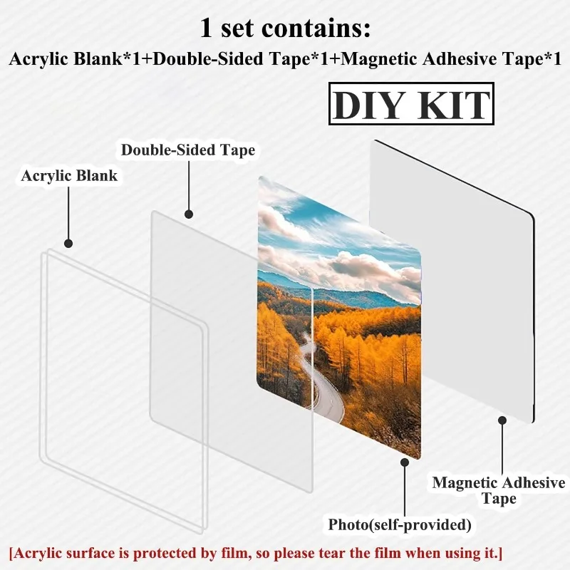 Acrylic DIY Fridge Magnets Kit with Adhesive Backing