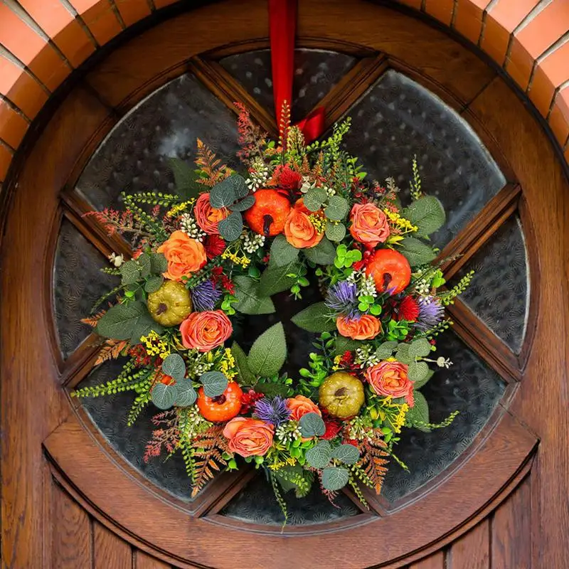 

Thanksgiving Wreath Multifunctional Handcrafted Artificial Pumpkin Front Door Autumn Pumpkin Door Hanging Garden Decoration