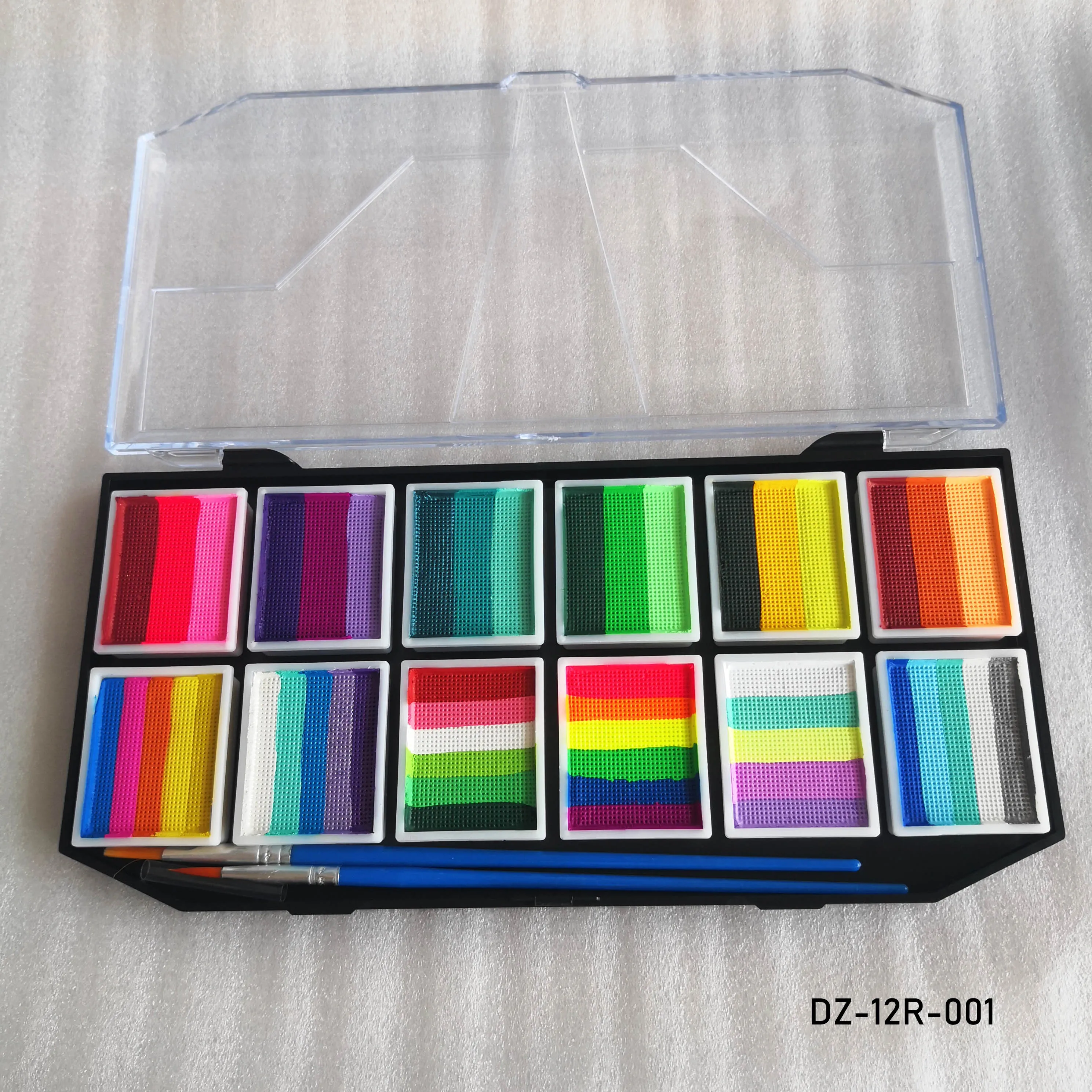 Professional Body Art 12 Colors Pastel Neon UV Color rainbow split cake Face Paint Palette for Halloween Christmas 5