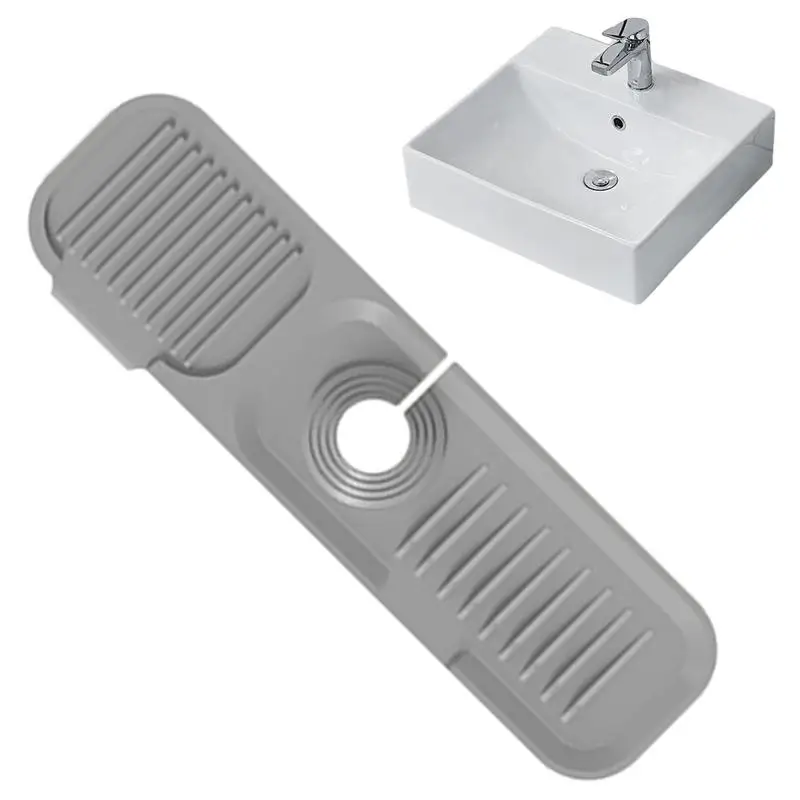 

Silicone Kitchen Faucet Mat Flexible Household Splash Guard Wear-Resistant Catcher Tray for Countertop Sink Mat