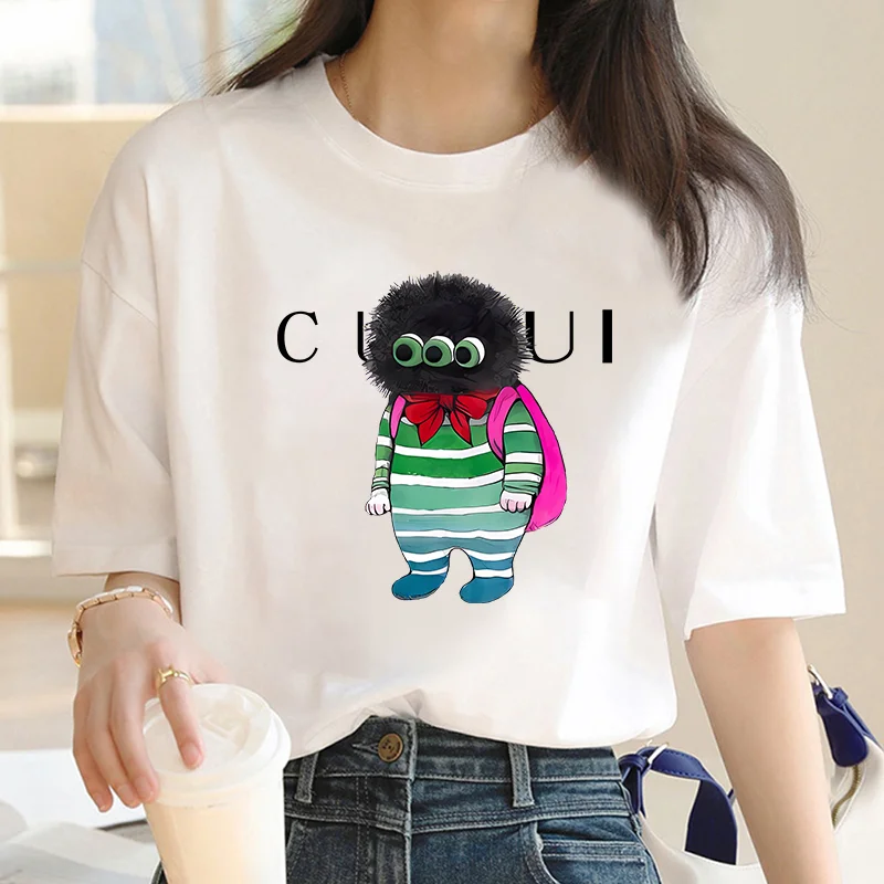 

2023 New Luxury For Women's Sports High-Quality Summer T-shirt 100% Cotton Cute Hdgehog Printed Casual Oversized Shirt