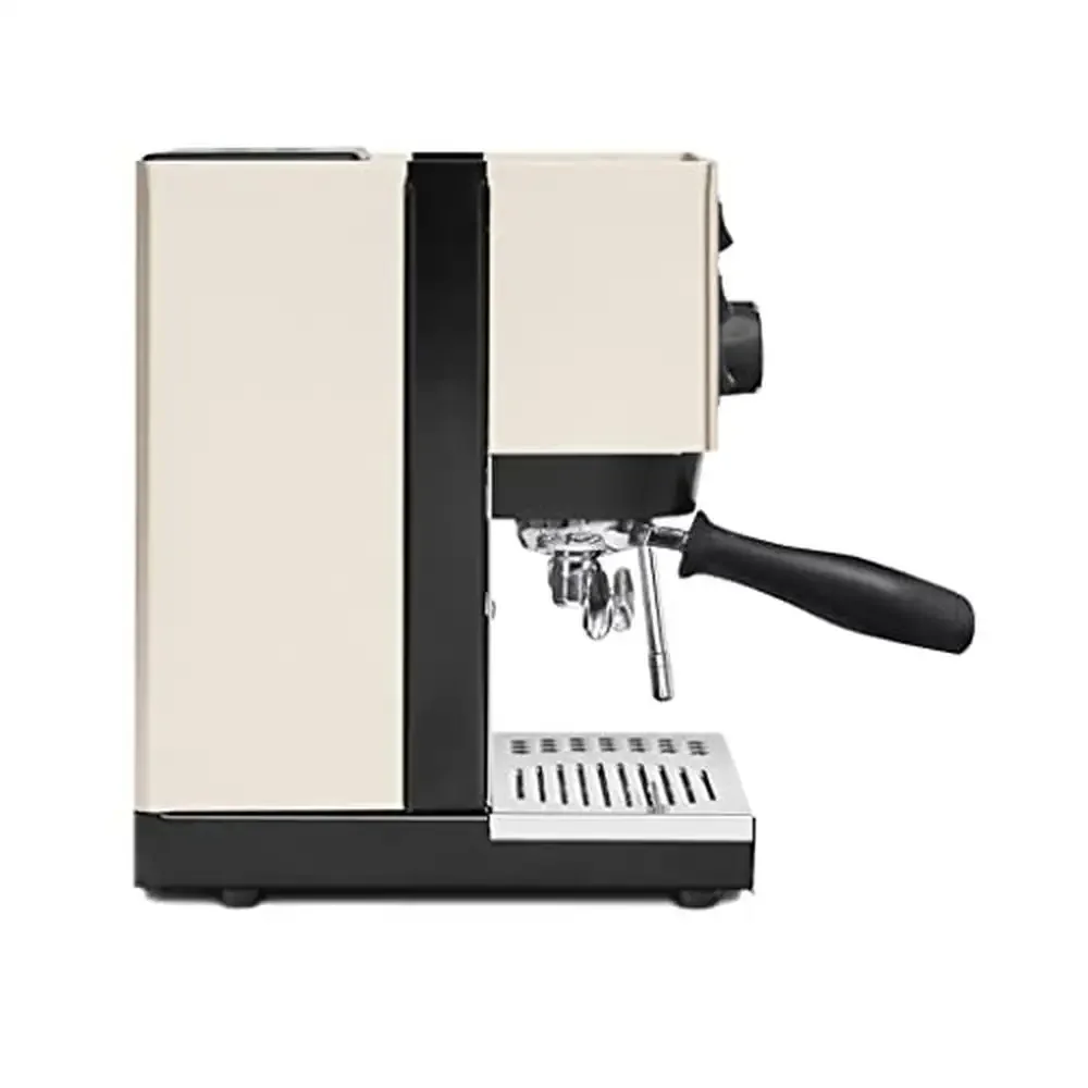 Espresso Machine Brass Boiler Steel Case Professional Compact ABS 1100W Button Control 9.5x11x13 inch Black 3