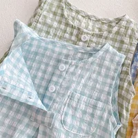 2024 Summer New in Kids Baby Girls Boys Cute Clothing Infant Toddler Plaid Sleeveless Cotton Jumpsuits Newborn Bodysuits 0-24M 3