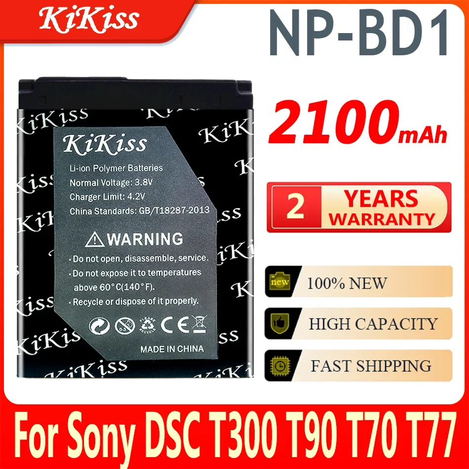 Batteria 2100Mah Np-Bd1 Npbd1 Per Fotocamera Sony Cyber-Shot Dsc-G3 Dsc-T2 Dsc-T70 Dsc-T75 Dsc-T77 Dsc-T90 Dsc-T200 Dsc-T300 Dsc-T500