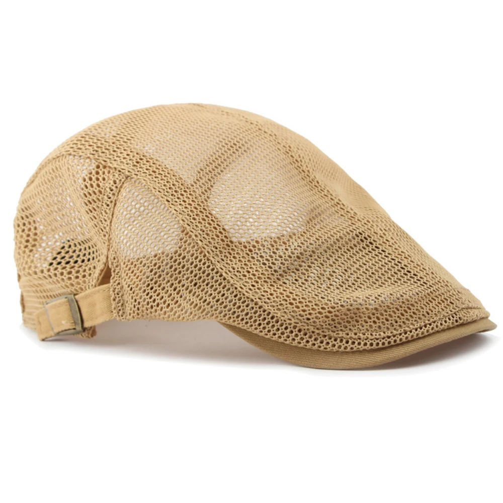 HT4379 Berets Men Women Breathable Mesh Sun Cap Spring Summer Adjustable Flat Cap Male Female Artist Painter Beret Hat beret hat woolen beret