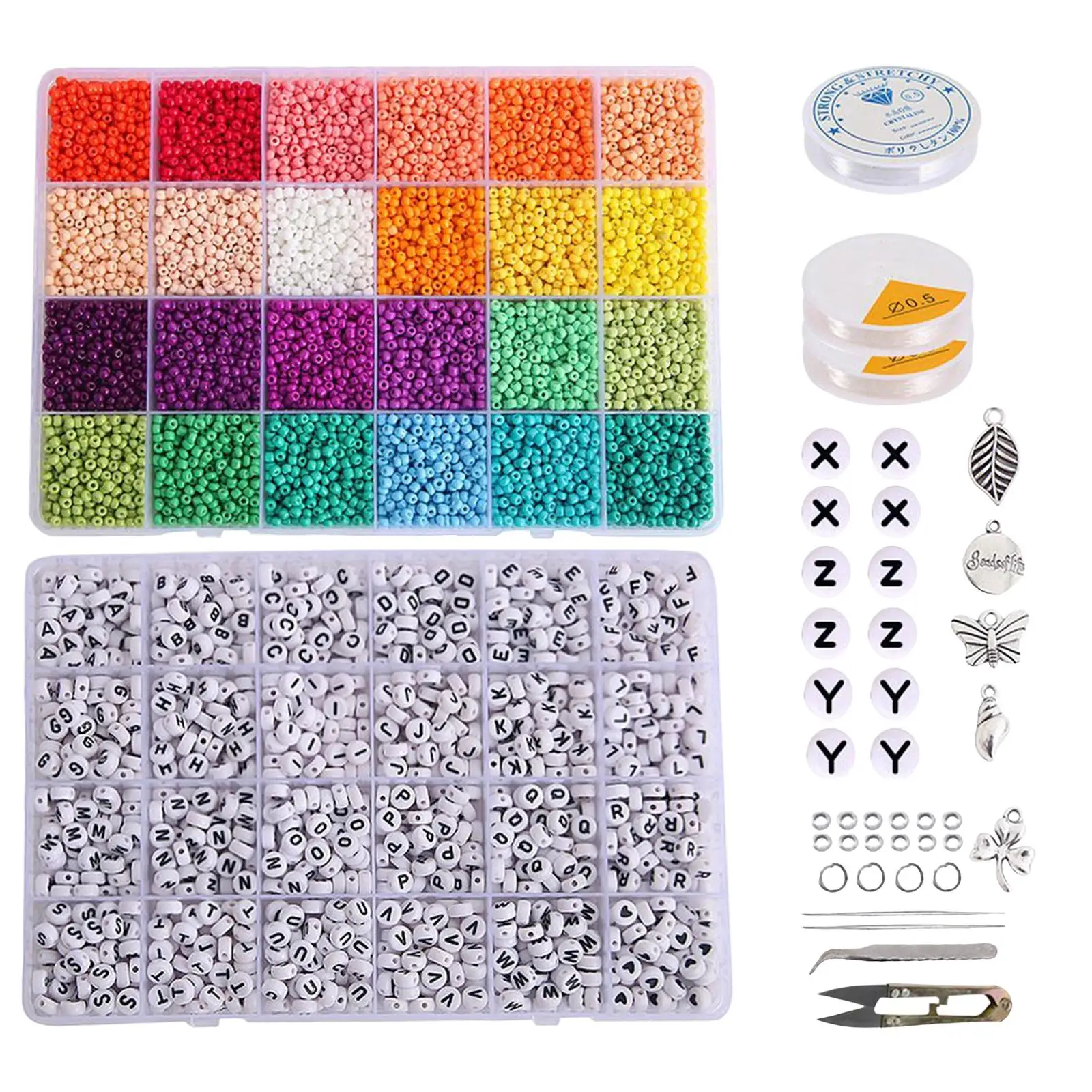 12000Pcs 3mm Glass Seed Beads 1350Pcs Letter Beads Alloy Charms Jump Rings  3Pcs Elastic String for Earring Rings Jewelry Making - AliExpress