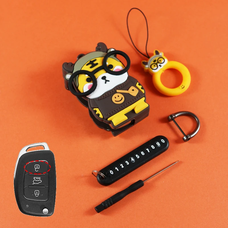 جرابات مفاتيح سيارة من الكرتون النمر ، أغطية مفاتي...
