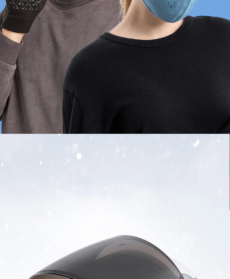 Winter-Fahrrad-Gesichtsmaske für Männer und Frauen, Antibeschlag-Linse, Fleece-Sturmhaube, warmer Helm, kompatibel mit winddichtem Ski-Gesichtsabdeckung, Motorrad – Detail 2