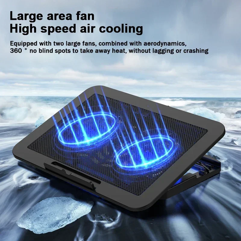 7 Height Adjustable Air-cooled Cool Wind Gaming Laptop Cooler Large Size For 12-17'' Tablet Notebook Cooling Pad 1200_voghion.com