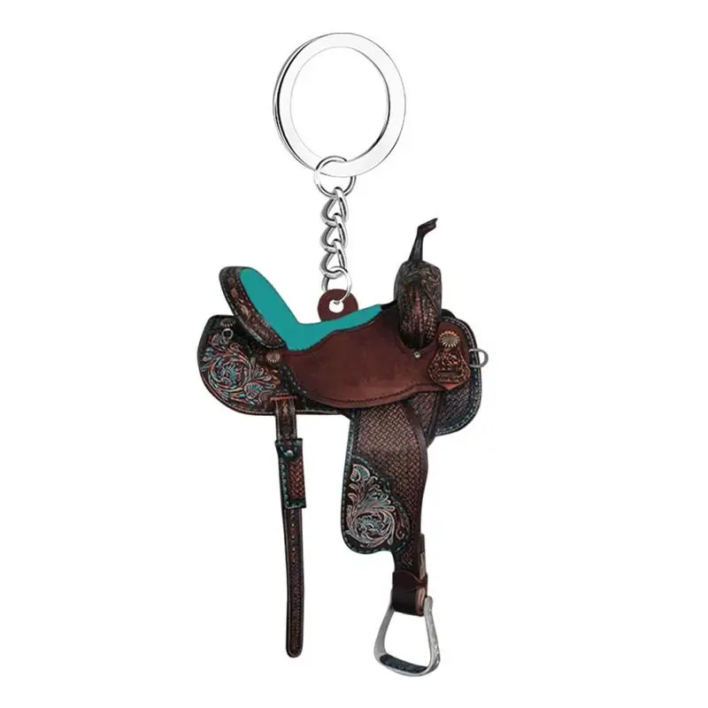 

Acrylic Horse Saddle Car Ornament 2D Horse Saddle Keychain Arcylic Equestrian Decor Decorative Hangings Handcrafted Ornament