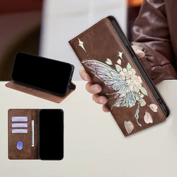 Elegant Butterfly Painting Flip Phone Case - Stylish Protective Cover - Galaxy A37 (Dark Brown)