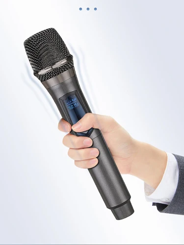 무선 마이크 2 채널 UHF 전문 핸드 헬드 마이크, 파티 가라오케 교회 공연 회의 무대 공연용 2