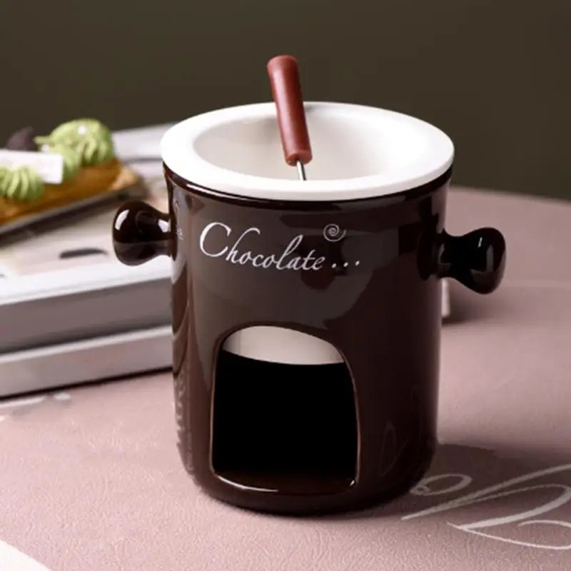 Chocolate Fondue Pot Home Snack Candy Chocolate Melter Pot Cheese Fondue Ceramic Hot Cheese Hot