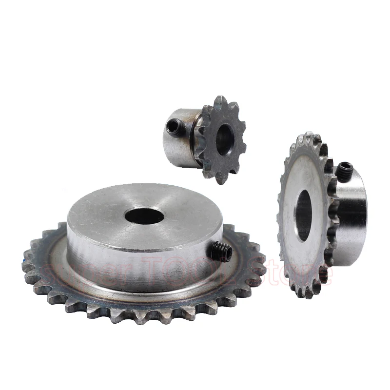 1pc 8-30 Teeth 04C Industrial Sprocket Wheel Precision 45# Steel Chain Gear Bore 6-15mm Pitch 6.35mm Harden M5 Screw Hole