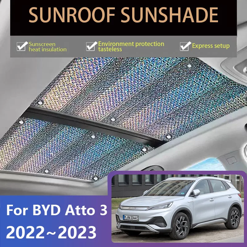 

2x Sunroof Sunshade For BYD Atto 3 Yuan Plus EV 2022 2023 Skylight Roof Sunscreen Anti-UV Heat Insulation Windscreen Accessorie