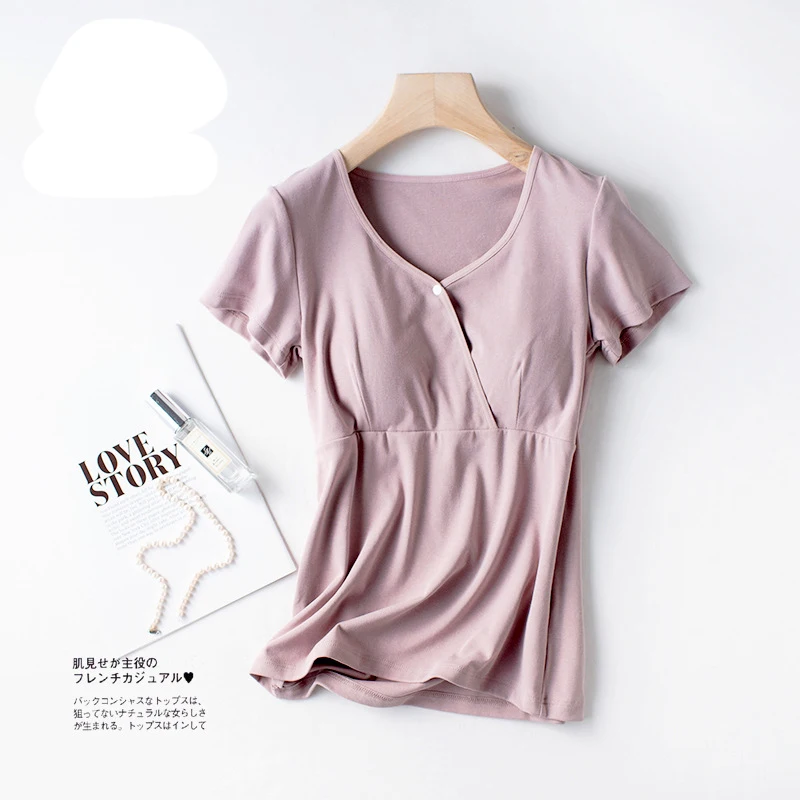 Summer Fashion Short Sleeve Breastfeeding T-shirt Pregnant Women Postpartum Mommy Outing Tops Maternity Mother Nursing Clothes 5