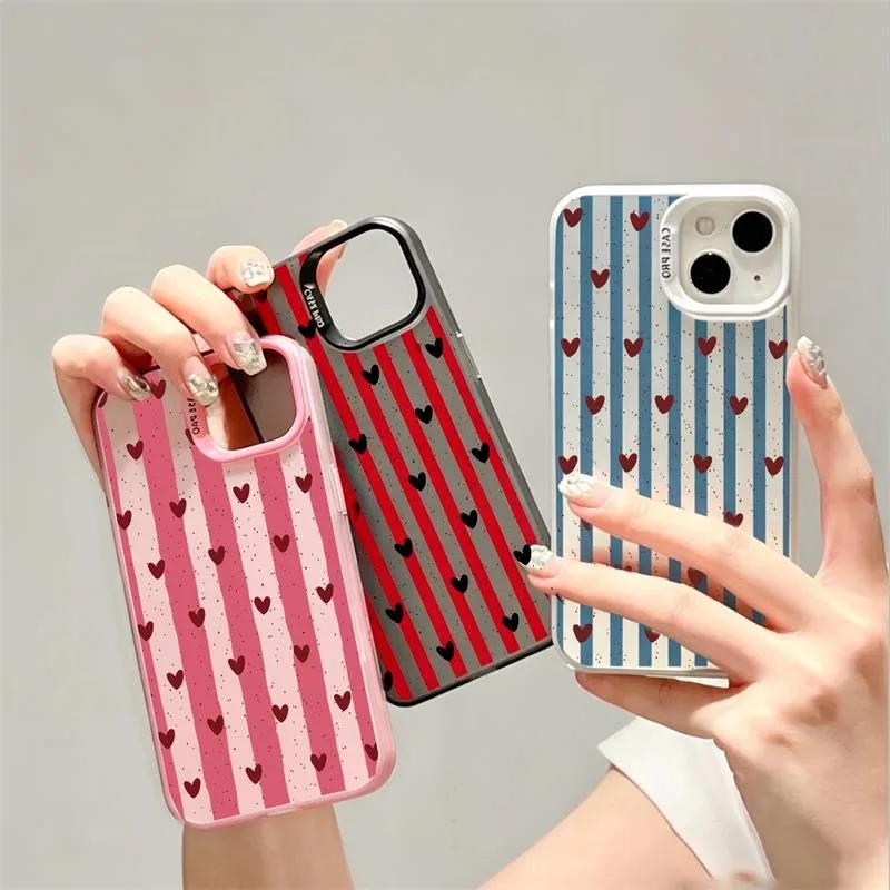 Pink Love Heart Polka Dots Acrylic Matte Cover Case