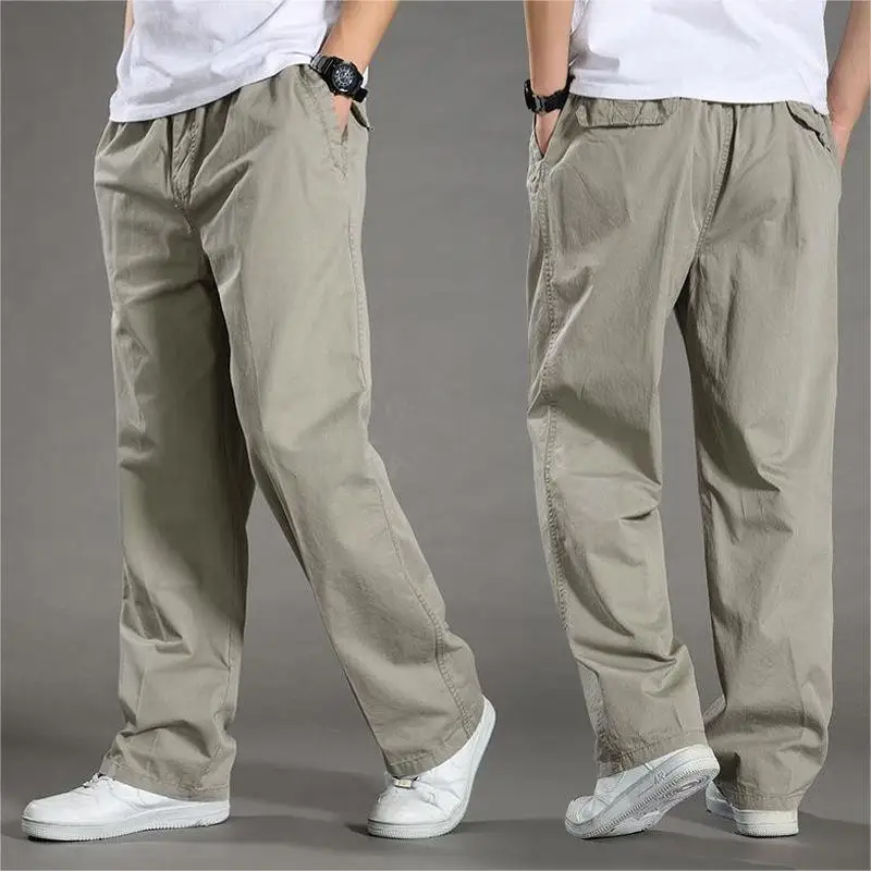 Men's overalls summer spring cotton work clothes new large size casual mountaineering jogging sweatpants men's autumn trousers