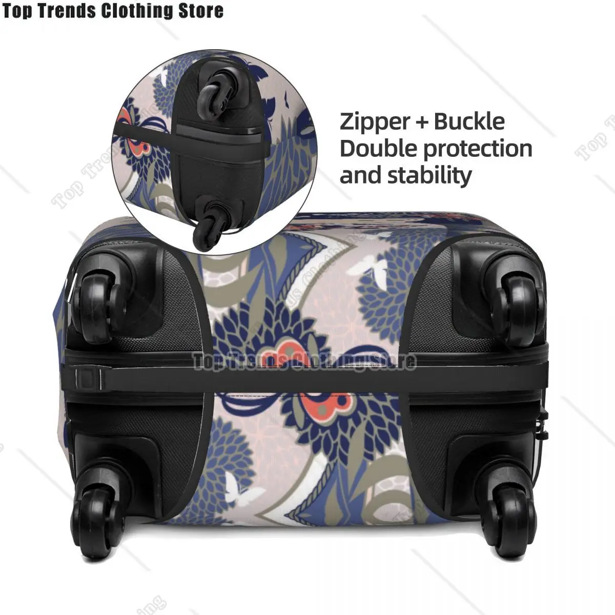 Kokeshi Doll Cherry Blossoms Luggage Cover Protector Fashion Japanese Kimono Geisha Girl Travel Suitcase Covers for 18-32 Inch 4
