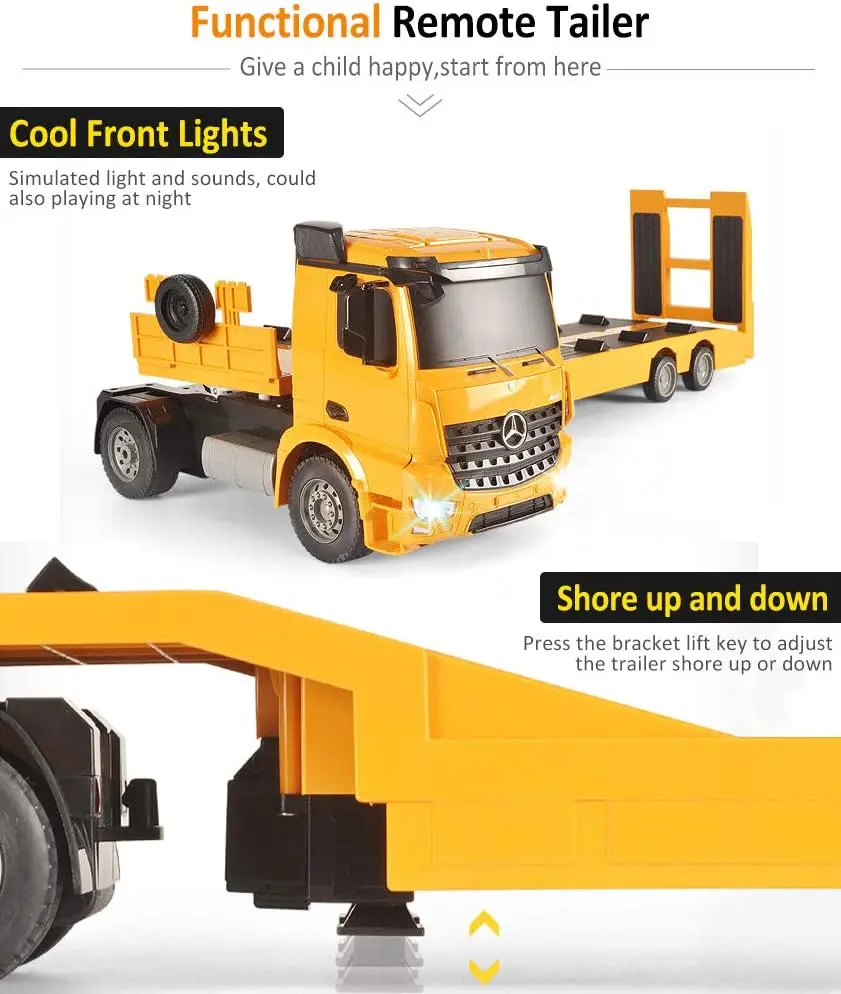 Double E E562 RC Truck Model RC Trailer 1:20 2.4G Remote Control Construction Radio Control Flatbed Car Truck Machine Gifts rc cars rc trucks rc construction toy