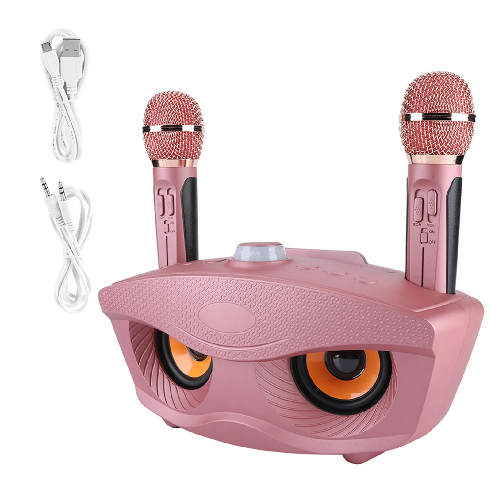 Home Karaoke Karaoke Machine Speaker Wireless Bluetooth Speaker Machine Home 2 Mircophones FM Radio Gold