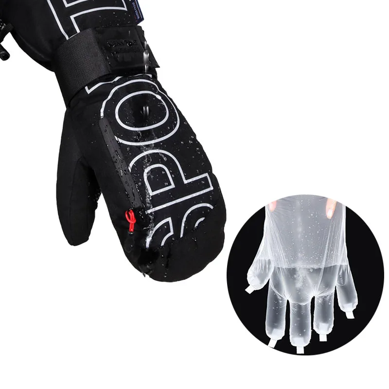 Winter Ski Gloves Touch Screen Warm Gloves 3M Velvet Thickened Gloves Wrist Guard Waterproof Sports Riding Gloves with Guard 2