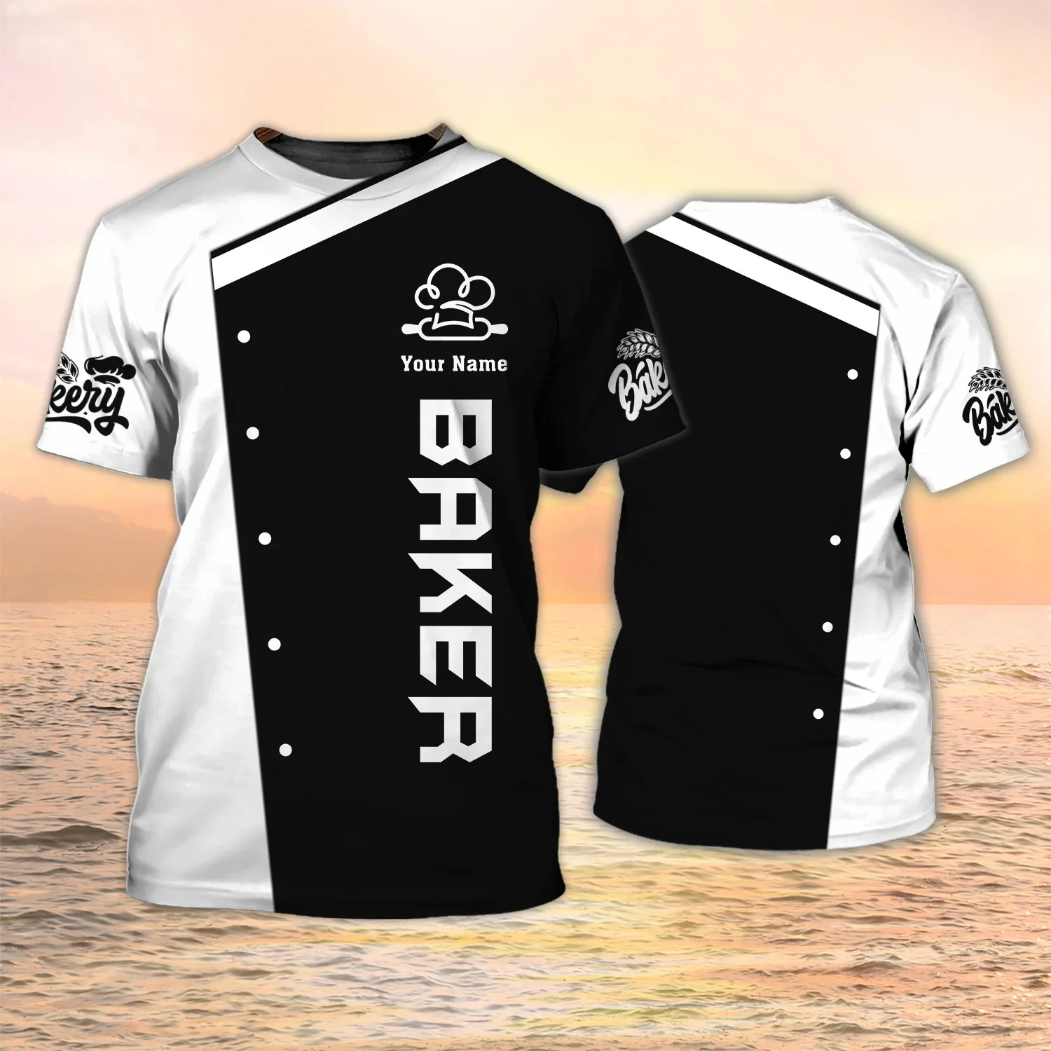 PLstar Cosmos Neueste Sommer Herren T-shirt Konditorei/Bäcker Benutzerdefinierte Name 3D Gedruckt t-shirt Unisex Casual Bäckerei Uniform DW98 – Detail 16