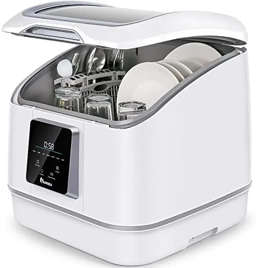 Portable Countertop Dishwasher, IAGREEA Compact Mini Dishwasher With 7 Washing Programs, Auto Water Injection, Anti-Leakage