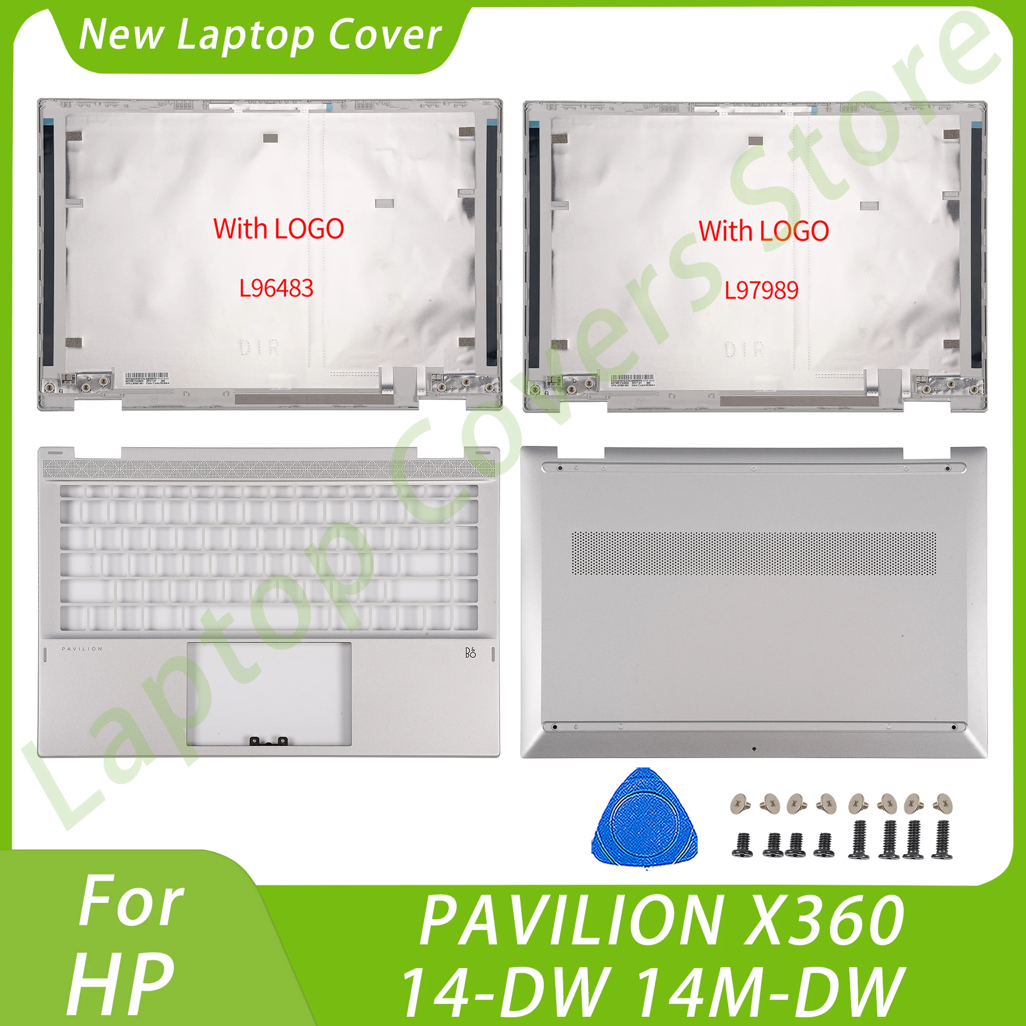 

New Laptop Covers For HP PAVILION X360 14-DW 14M-DW LCD Back Cover Palmrest Bottom Case Silver Notebook Parts Replace