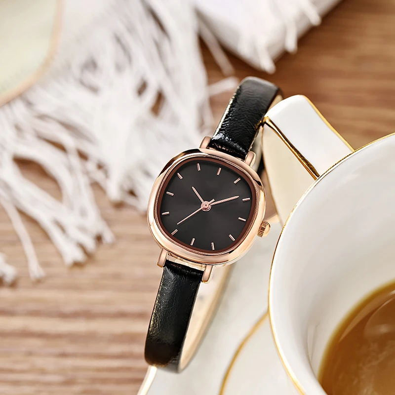 MAYZHISU Simple Women's Watches Small Round 2025 Ladies Bracelet Watch PU Leather Thin Female Quartz Wristwatch for Women Girls