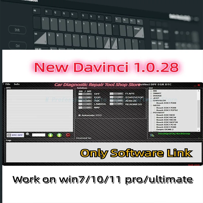 

Unlimited Activate Davinci 1.0.28 REMAPPING Work on KESS/KTAG/Other ECU Tool DAVINCI V1.0.28 for win 7/10