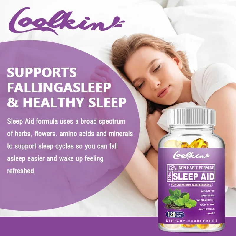 

Sleep Capsules - Containing Melatonin, Valerian Root, Theanine, Etc. | Sleep Aid | Fall Asleep Faster and Improve Sleep Quality