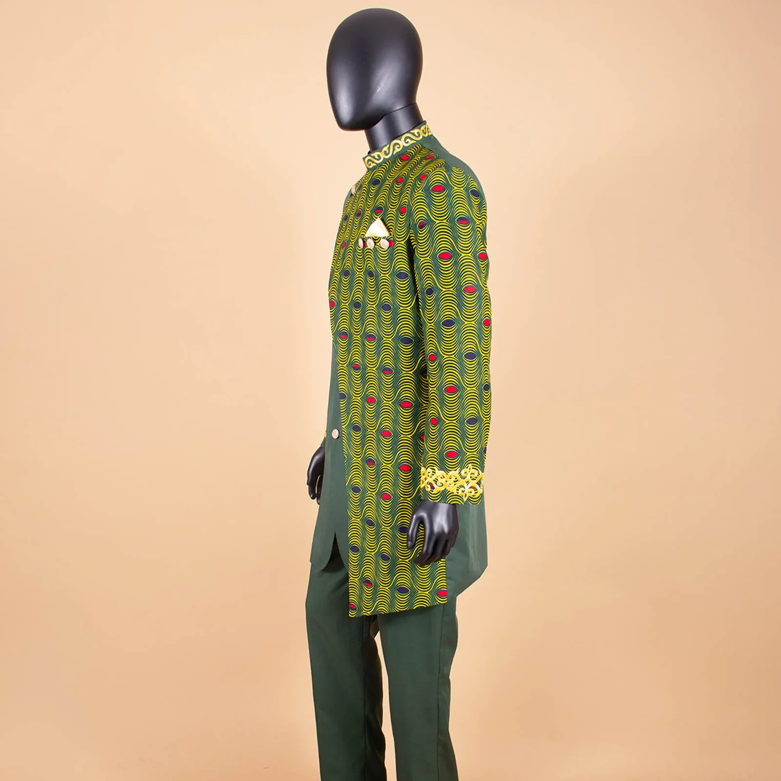 African Suits for Men Embroidery Print Blazer and Pants Set Business Dress Suit with Kerchief Party Wedding Evening A2316023