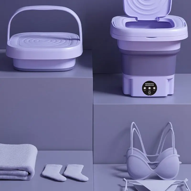 8L Foldable Washing Machine Portable Socks Underwear Panties Retractable Household Washing Machine 3 Models With Spinning Dry 3