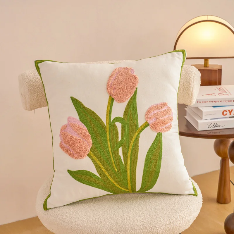 Embroidered Countryside Floral Cushion Covers