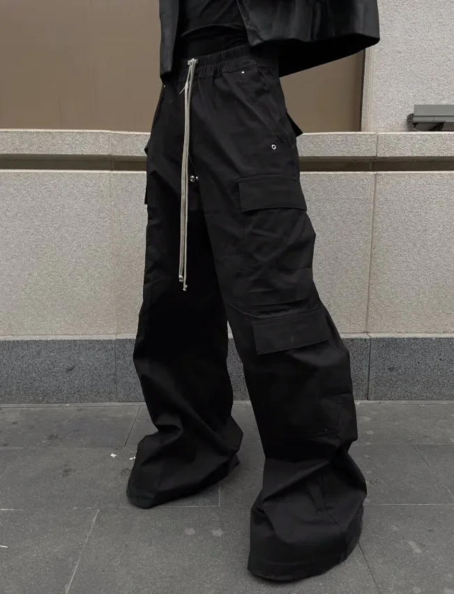 

RO Style 23SS New Multi-Pocket Cargo Pants Unisex Dragging Wide-Leg Casual Trousers