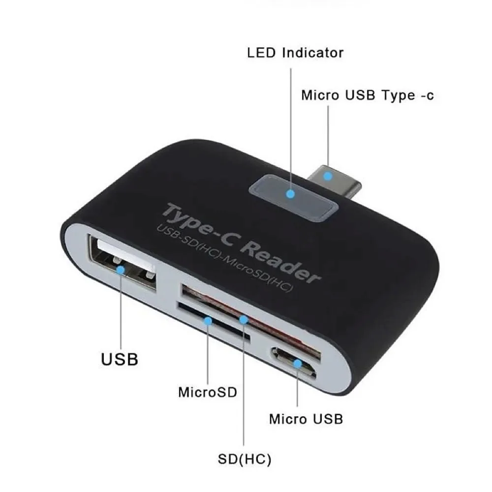 SD 카드 리더기 USB2.0/TF/SD/마이크로 USB 4 in 1 호환 안드로이드 폰 노트북 PC OTG