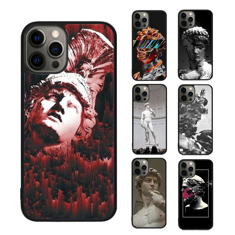 Abstract Vaporwave Greek Sculpture Glitch Art Phone Case For iPhone 14