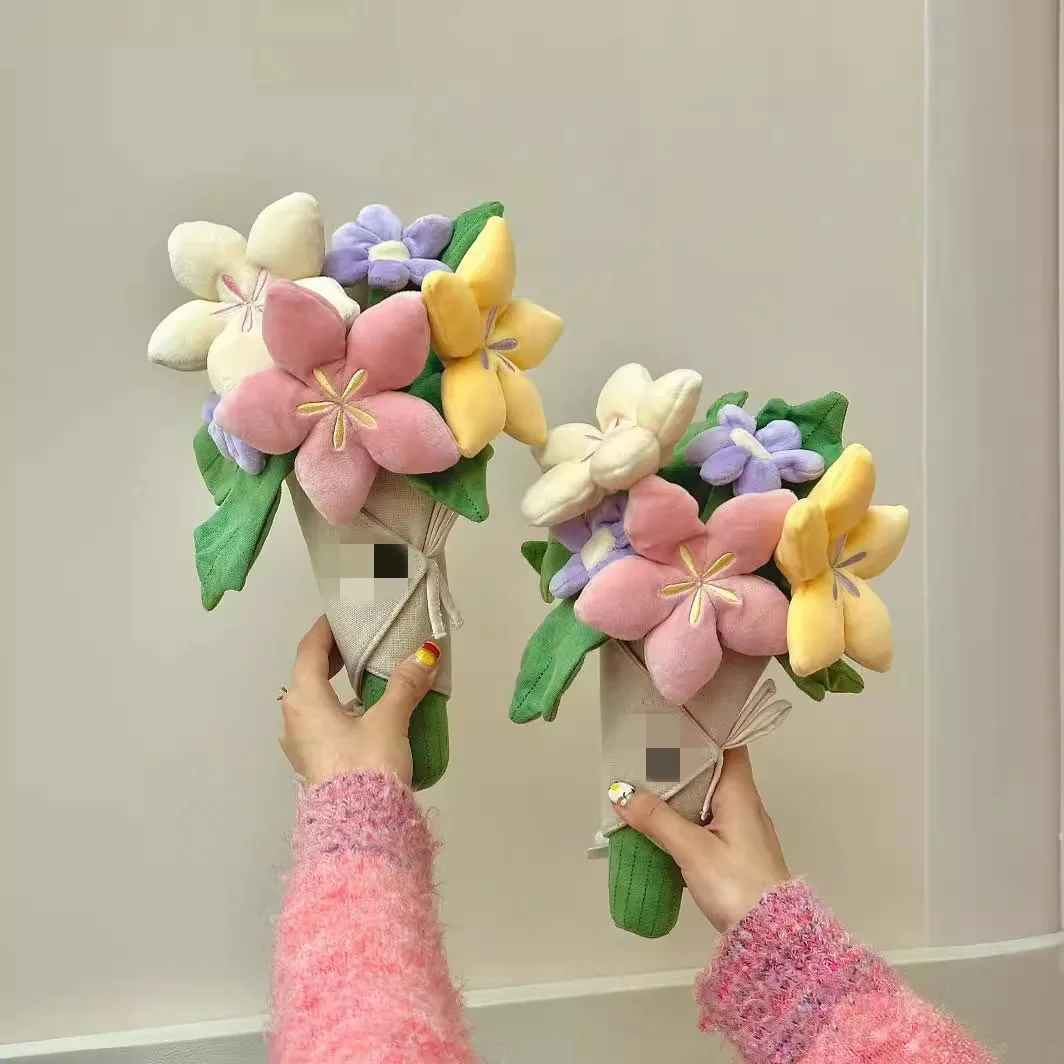 귀여운 파스텔 플러시 꽃다발, 부드러운 패브릭 꽃다발, 발렌타인데이 & 생일을..