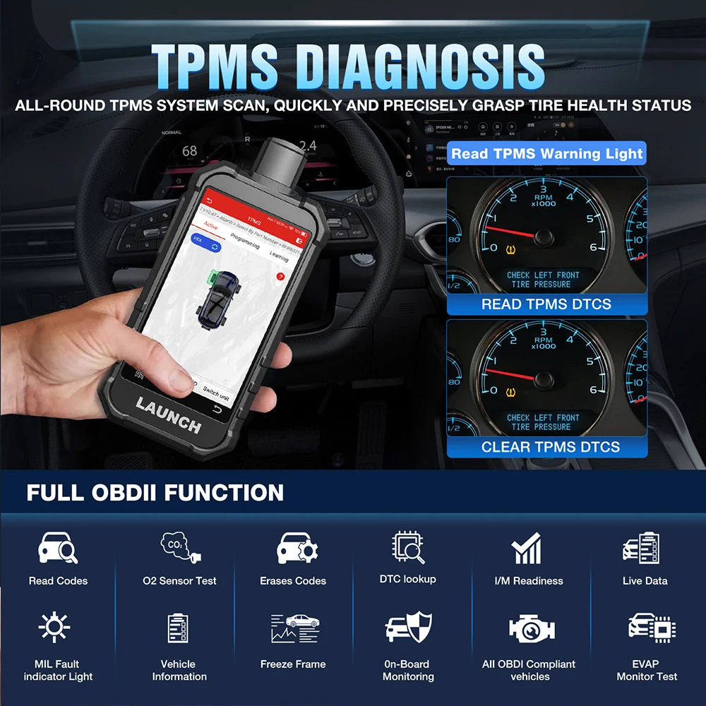 LAUNCH X431 Creader 5011 V2 TPMS Diagnosis and Fault Code Reading