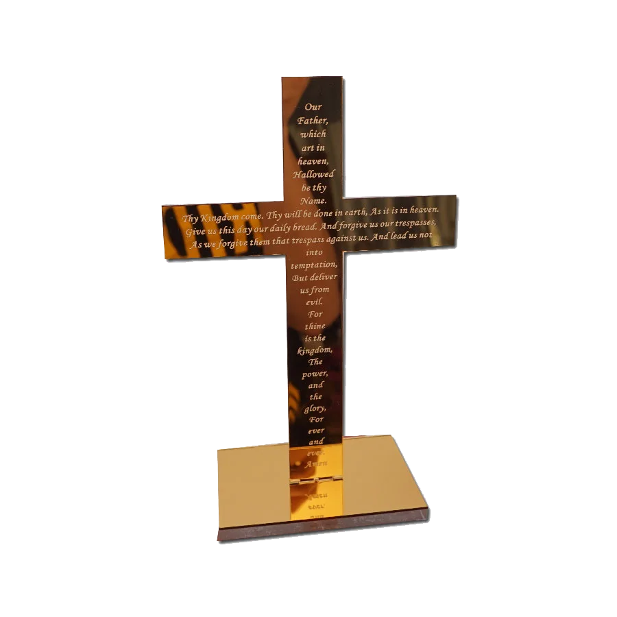 Aramaic Translation Freestanding Communion Prayer Cross - Baptism Party Decor