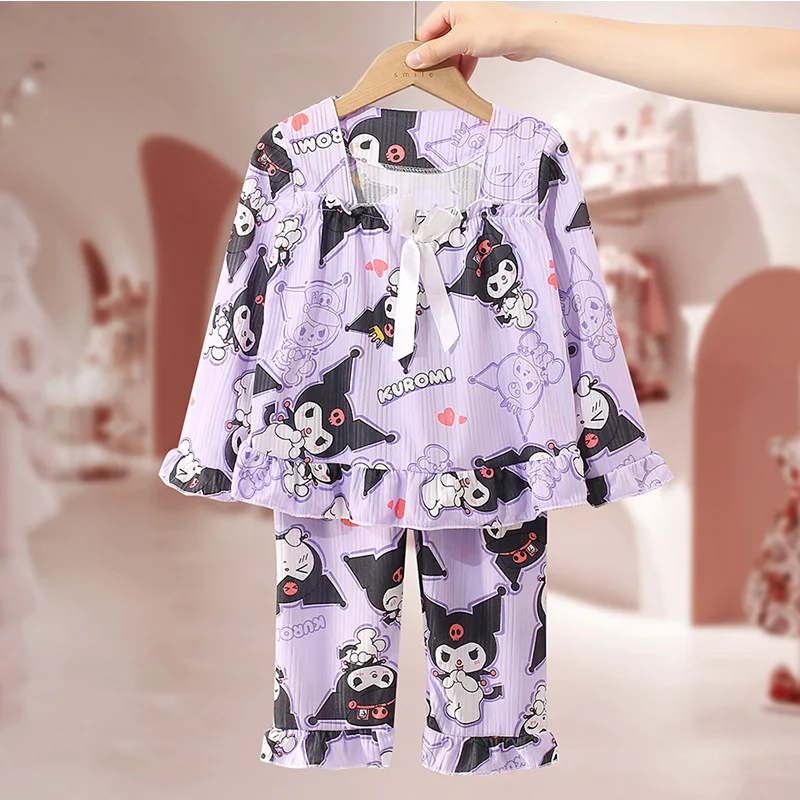 

Kawaii Sanrio Anime Kuromi My Melody Home Wear Clothing Girly Heart Cinnamoroll Cute Cartoon Pajamas Set Toys for Girls