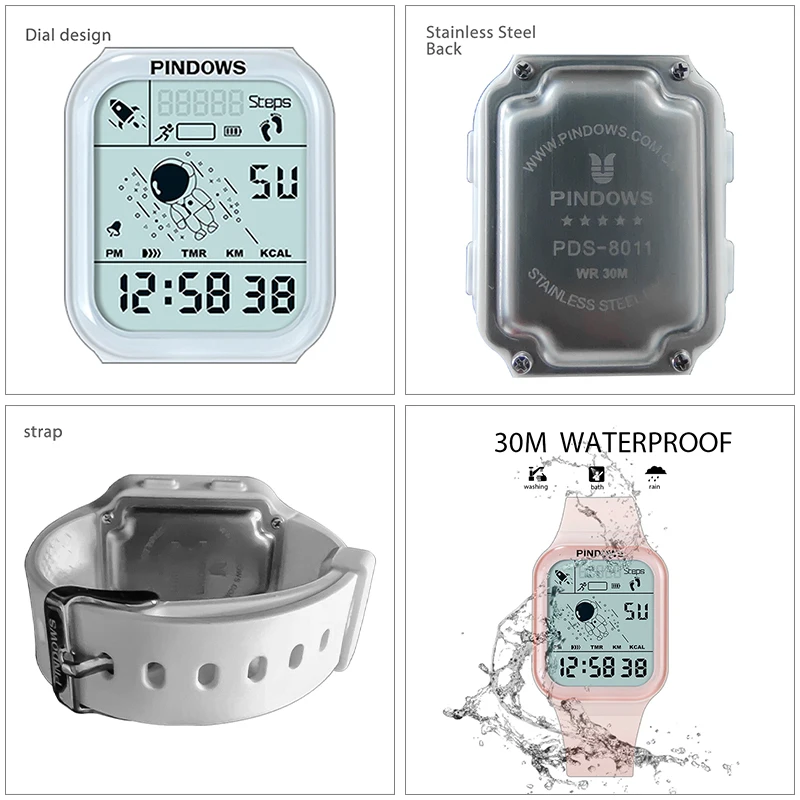 Multifunctional Digital Watches Ladies Luminous Electronic Hand Clock Girl Fashion Original Rectangle Women Wristwatches Black