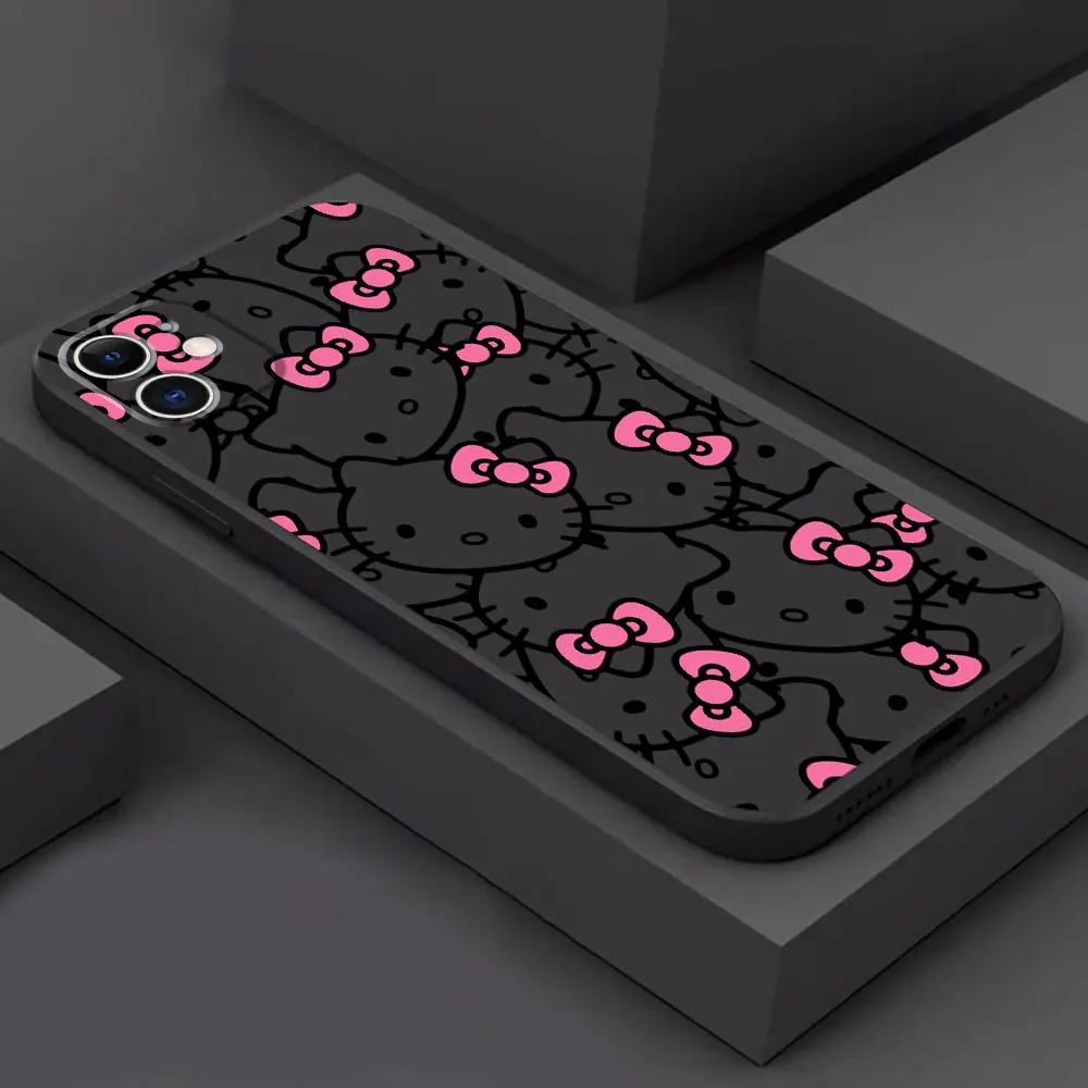Funda de teléfono Hello kitty para Apple iPhone 13 Pro 14 XR 15 Pro Max XS X 12 Mini 8 Plus SE 11 13Mini, cubierta suave de TPU de lujo