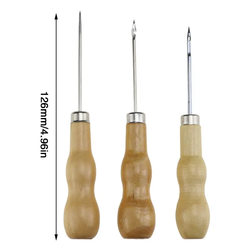 Double Gourd Awl Wooden Handle Double Gourd Straight / Elbow / Medium Hole Awl Shoe Repair Cone wooden handle awl