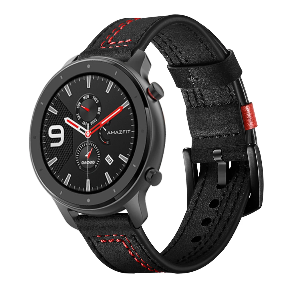 22mm20mm Leather strap For Huawei Watch GT2 GT/Samsung Galaxy Watch6 5 4 3/Active sport breathable bracelet band For Amazfit GTR