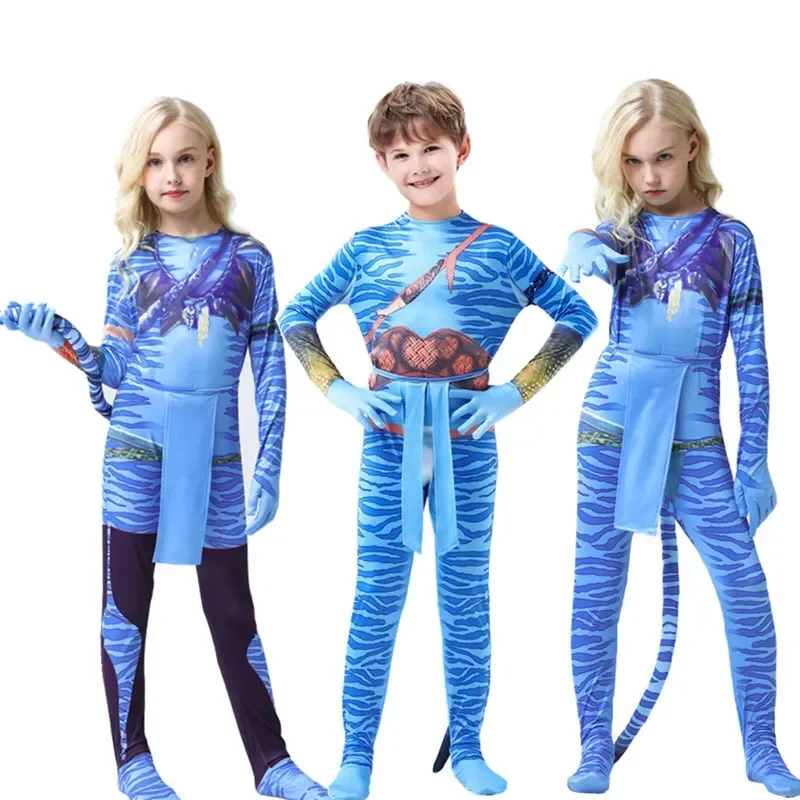 

Aar Costume for Kids Cosplay Alien Children Boy and Girl Aar The Way of Water Christmas Halloween and Masquerade Party